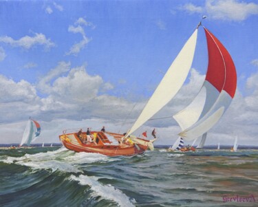 Regatta Cowes Week, Isle of Wight, circa 1967 Картина под названием "Regatta Cowes Week,…" - Антон Гревцев, Подлинное произведение искусства, Масло