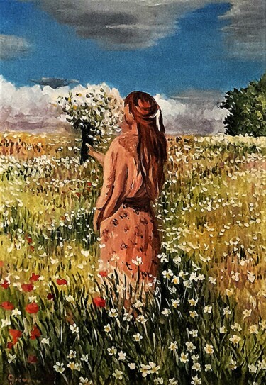 Malerei mit dem Titel "Le bouquet" von Christian Grévellec, Original-Kunstwerk, Öl