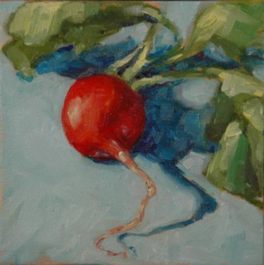 Painting titled "Red Radish" by Kristin Grevich, Original Artwork, Oil