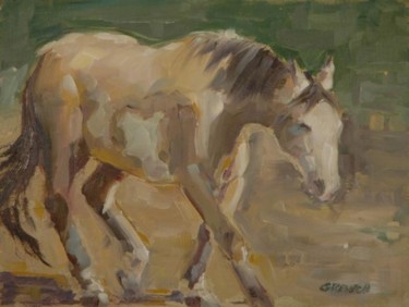 Painting titled "Feeding Time" by Kristin Grevich, Original Artwork, Oil