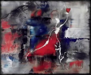 Painting titled "Coeur qui vole..." by Gribouill'Art, Original Artwork