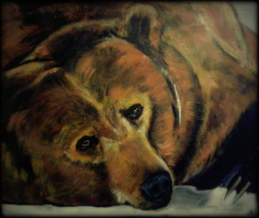Peinture intitulée "Grizzly" par Gribouill'Art, Œuvre d'art originale, Acrylique