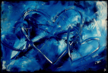Peinture intitulée "Blue-Trio" par Gribouill'Art, Œuvre d'art originale, Acrylique