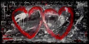 Peinture intitulée "Red'Black Love" par Gribouill'Art, Œuvre d'art originale, Acrylique