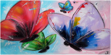 Peinture intitulée "Les papillons du Bo…" par Gribouill'Art, Œuvre d'art originale, Acrylique