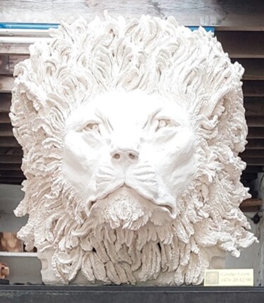 Sculpture intitulée "White Lion" par Grietje Leyn (art-gl webnode), Œuvre d'art originale, Céramique