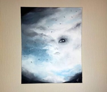 Картина под названием ""Tête dans les nuag…" - Isabelle Vandenplas, Подлинное произведение искусства, Акрил