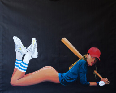 Ζωγραφική με τίτλο "girl baseball" από Grigorio, Αυθεντικά έργα τέχνης, Ακρυλικό