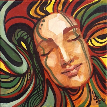 Painting titled "Dream Flow" by Grigosashe, Original Artwork, Tempera Mounted on Wood Stretcher frame