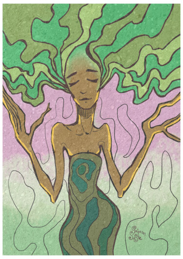 Цифровое искусство под названием "Lady Tree Digital P…" - Grigosashe, Подлинное произведение искусства, Цифровая живопись