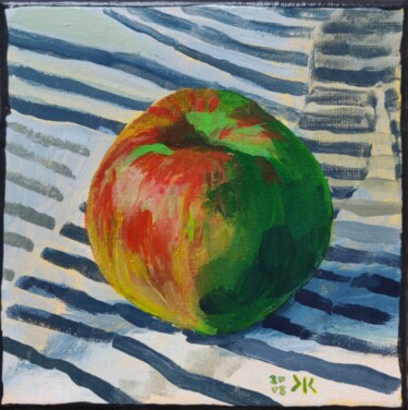 Painting titled "Apple" by Grigosashe, Original Artwork, Acrylic Mounted on Wood Stretcher frame