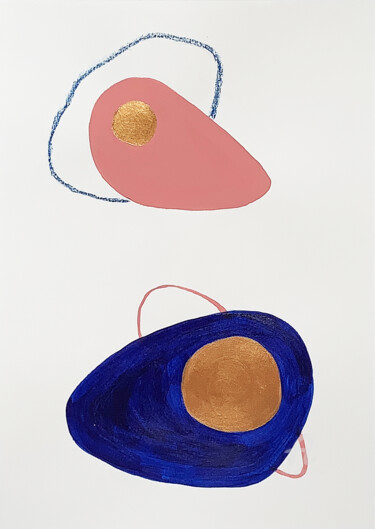 ORDINARY MINI - PINK AND blue 1 Desenho intitulada "ORDINARY MINI - PIN…" por Anastasiya Grik, Obras de arte originais, Acrílico