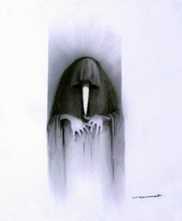 绘画 标题为“Corvidos-43x35 Nº 12” 由José Grimalt, 原创艺术品, 木炭