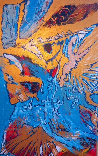 Malarstwo zatytułowany „BLUE” autorstwa Christelle Grimet, Oryginalna praca, Akryl Zamontowany na Drewniana rama noszy