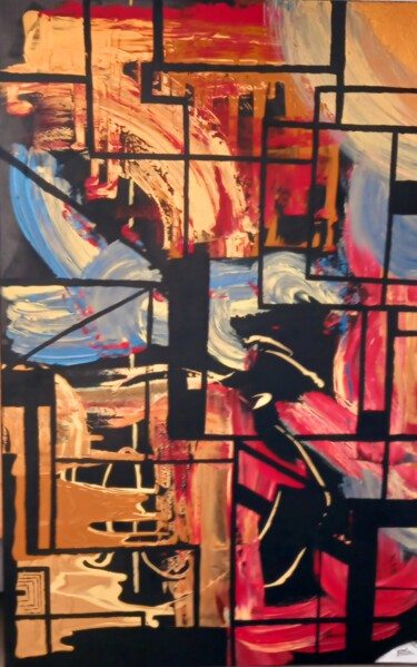 Картина под названием "RED ART" - Christelle Grimet, Подлинное произведение искусства, Акрил Установлен на Деревянная рама д…