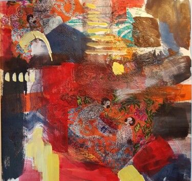les singes Peinture intitulée "les singes" par Ghislaine Rimmen-Mohl, Œuvre d'art originale, Acrylique