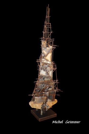 Sculpture titled "La Tour de Babel" by Michel Grimmer, Original Artwork, Metals