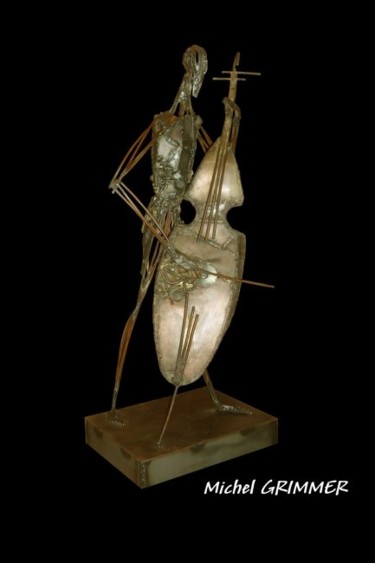 Sculpture intitulée "Violoncelliste" par Michel Grimmer, Œuvre d'art originale, Métaux
