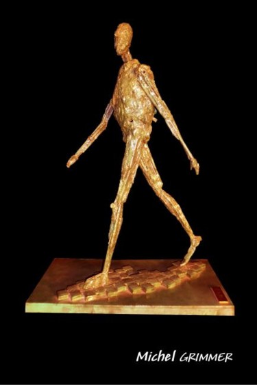 Skulptur mit dem Titel "L'Homme qui Marche" von Michel Grimmer, Original-Kunstwerk