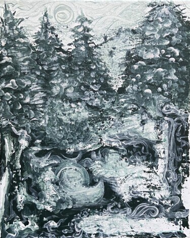 Peinture intitulée "Таёжная тишина" par Grinmosk, Œuvre d'art originale, Acrylique Monté sur Châssis en bois