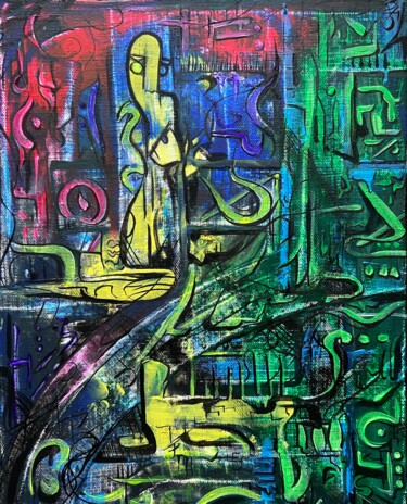 Картина под названием "Простой вечер в мег…" - Grinmosk, Подлинное произведение искусства, Акрил Установлен на Деревянная ра…