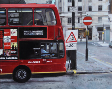 Картина под названием "Autobús Londres" - Griselda Ferrandez, Подлинное произведение искусства, Масло