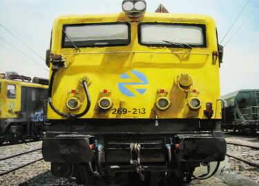 "Tren  amarillo" başlıklı Tablo Griselda Ferrandez tarafından, Orijinal sanat, Petrol Ahşap Sedye çerçevesi üzerine monte ed…