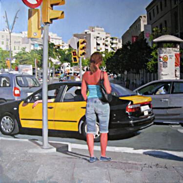 Pintura titulada "paseando por la ciu…" por Griselda Ferrandez, Obra de arte original, Oleo