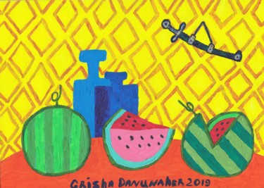 Картина под названием "Three watermelons" - Grisha Danunaher, Подлинное произведение искусства, Акрил