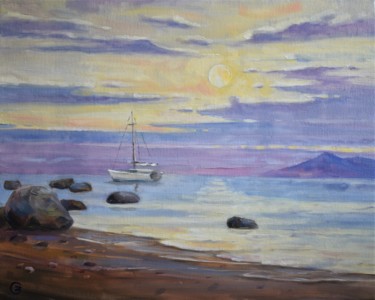Painting titled "morning on the bay" by Grigorii Zulkarniaev, Original Artwork, Oil