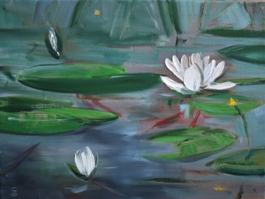 Painting titled "lilies" by Grigorii Zulkarniaev, Original Artwork, Oil