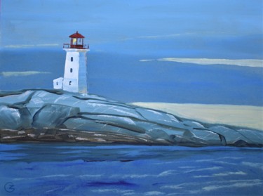 Peinture intitulée "lighthouse" par Grigorii Zulkarniaev, Œuvre d'art originale, Acrylique