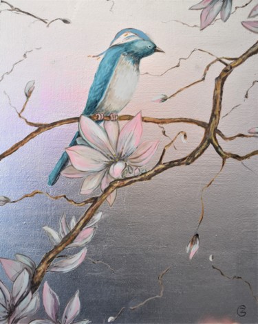 Malarstwo zatytułowany „bird on silver” autorstwa Grigorii Zulkarniaev, Oryginalna praca, Akryl