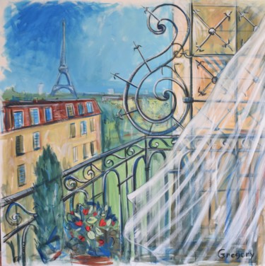 Painting titled "Balconies of paris" by Grigorii Zulkarniaev, Original Artwork, Acrylic