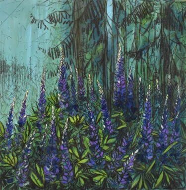 Malerei mit dem Titel "forest flowers" von Grigorii Zulkarniaev, Original-Kunstwerk, Acryl