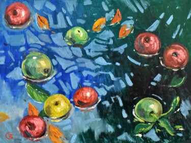 Ζωγραφική με τίτλο "sky in apples" από Grigorii Zulkarniaev, Αυθεντικά έργα τέχνης, Λάδι
