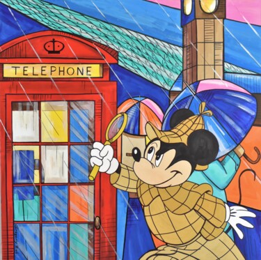 Painting titled "Mickey in London" by Grigorii Zulkarniaev, Original Artwork, Acrylic