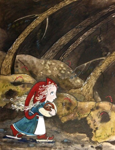 Рисунок под названием "Красная шапочка" - Elena Grishchenko, Подлинное произведение искусства