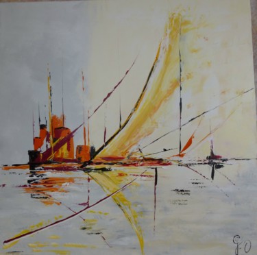 Peinture intitulée "l-entree-du-port-70…" par Colette Grolleau, Œuvre d'art originale