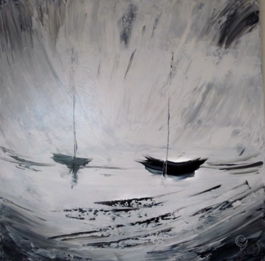 Peinture intitulée "noir-et-blanc-60x60…" par Colette Grolleau, Œuvre d'art originale