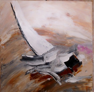 Peinture intitulée "par-grand-vent-70x7…" par Colette Grolleau, Œuvre d'art originale