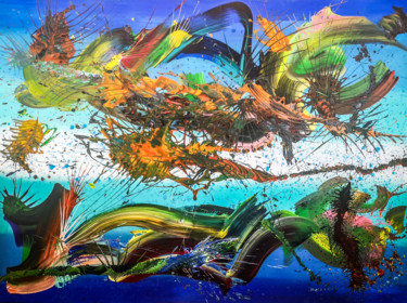 Painting titled "LAGOON" by Thierry Gromik, Original Artwork, Acrylic Mounted on Other rigid panel
