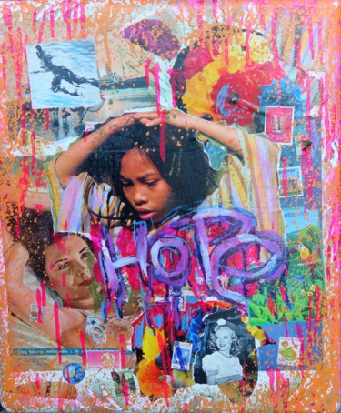 Peinture intitulée "HOPE PINK -plaque-m…" par Groovy, Œuvre d'art originale, Acrylique