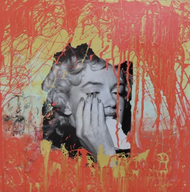 Collages intitulée "MARYLINE-toile-50x50" par Groovy, Œuvre d'art originale