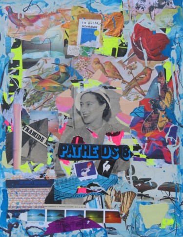 Peinture intitulée "PATHE DS8" par Groovy, Œuvre d'art originale, Collages Monté sur Châssis en bois