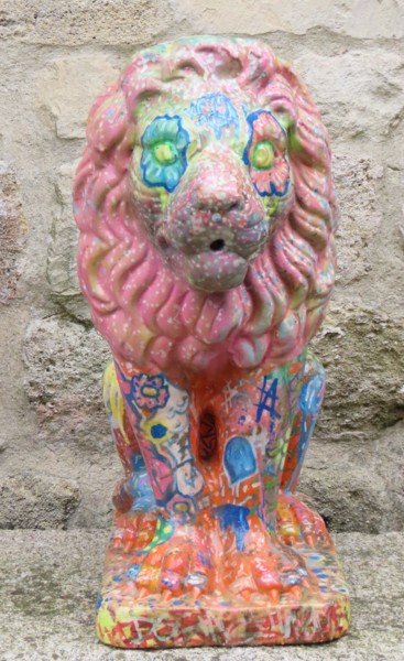 Sculpture intitulée "MY LION KING" par Groovy, Œuvre d'art originale, Acrylique