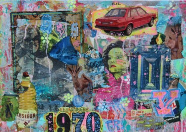 Collages getiteld "LES ANNEES 70" door Groovy, Origineel Kunstwerk, Collages