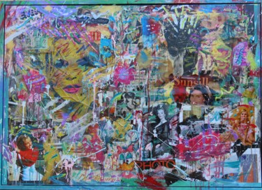 Painting titled "OSEZ LA COULEUR" by Groovy, Original Artwork, Acrylic Mounted on Wood Panel