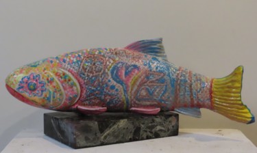 Sculpture titled "MON POISSON COLORE" by Groovy, Original Artwork, Acrylic