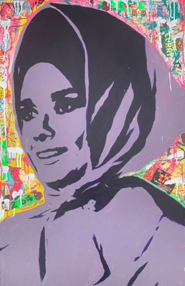 Schilderij getiteld "Audrey Hepburn" door Groovy, Origineel Kunstwerk, Acryl
